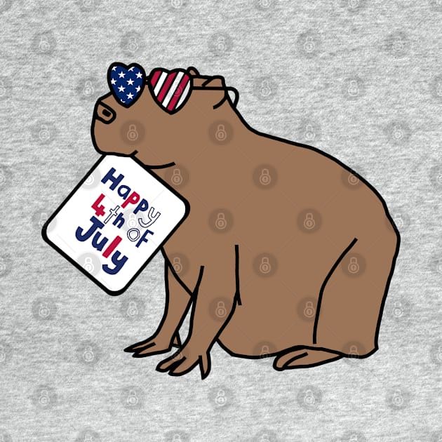 Happy 4th of July says Cool Capybara by ellenhenryart